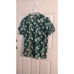 Huntington Beach Club Vintage Palm Leaf Button Down Shirt  Medium